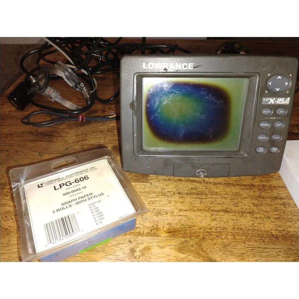 Lowrance LCX-15 MT Fishfinder - HS-WSDX Wide Angle Skimmer - 2Rolls Paper TESTED
